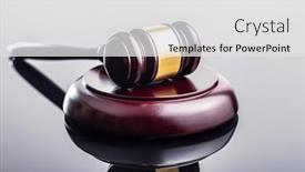  Presentation with judge - Presentation theme having wooden-judge-gavel background and a white colored foreground
