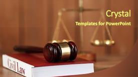  Presentation with judge - Theme consisting of wooden judges gavel lying background and a red colored foreground