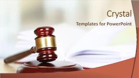  Presentation with judge - Theme featuring wooden judges gavel on wooden background and a cream colored foreground