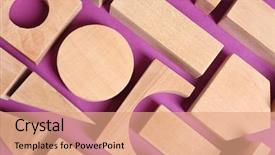  Presentation with mental wellbeing for kids - Presentation design having wooden kids toys on purple background and a coral colored foreground