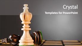  Presentation with kings - PPT layouts featuring wooden kings on gray background background and a gray colored foreground