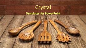  Presentation with cooking utensils - Slide set consisting of wooden-kitchen-cooking-utensils-set background and a tawny brown colored foreground