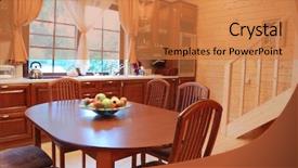  Presentation with rural - Presentation theme enhanced with wooden kitchen luxury rural interior background and a coral colored foreground