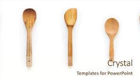  Presentation with kitchen - Cool new PPT layouts with wooden kitchen spoons and ladle backdrop and a  colored foreground