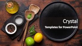  Presentation with cooking utensils - Cool new presentation theme with wooden kitchen table food backdrop and a wine colored foreground