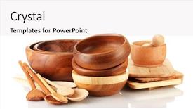  Presentation with kitchen utensils - Presentation theme having wooden kitchen utensils isolated background and a white colored foreground