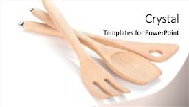  Presentation with utensils - Beautiful PPT theme featuring wooden kitchen utensils isolated backdrop and a white colored foreground
