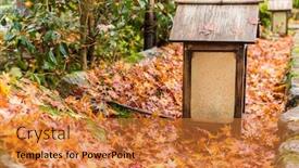  Presentation with lantern - Slide set featuring wooden lantern in japanese temple background and a gold colored foreground