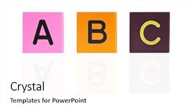  Presentation with abc - Cool new slides with wooden letter blocks abc with reflection backdrop and a white colored foreground