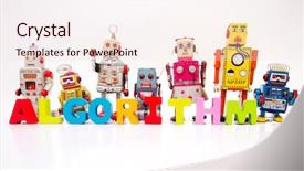  Presentation with algorithm - Amazing presentation theme having wooden letters and retro robot backdrop and a lemonade colored foreground