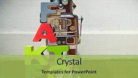  Presentation with robot toy - Beautiful PPT layouts featuring wooden letters fact fake backdrop and a yellow colored foreground