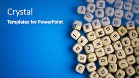  Presentation with letters - Slide deck with wooden-letters-on-blue-background background and a teal colored foreground