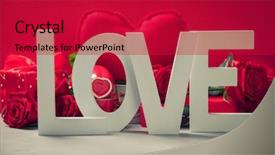  Presentation with rustic love - Theme having wooden letters on rustic background background and a  colored foreground