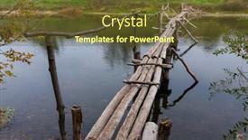  Presentation with cable stayed bridge over river - Audience pleasing theme consisting of wooden-log-bridge-over backdrop and a tawny brown colored foreground