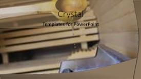  Presentation with splashing - Amazing PPT theme having wooden luxury sauna indoor with hot stones and falling splashing water backdrop and a coral colored foreground