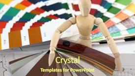  Presentation with plastics - PPT layouts featuring wooden man a palette of colors designs for interior works samples of plastics pvc for furnishing and architectural drawings houses background and a tawny brown colored foreground