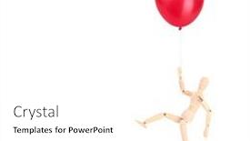  Presentation with balloon - Slide set consisting of wooden-man-flying-by-balloon background and a white colored foreground