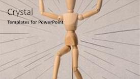  Presentation with mannequin - Presentation theme with wooden mannequin posed in front of a greyish background with black lines around him background and a soft green colored foreground