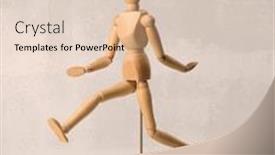  Presentation with mannequin - Audience pleasing presentation design consisting of wooden mannequin posed in front of a greyish background backdrop and a lemonade colored foreground