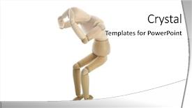  Presentation with head ache - PPT theme enhanced with wooden mannequin with head ache background and a white colored foreground