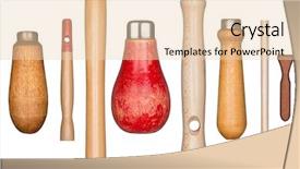  Presentation with wooden - Presentation theme with wooden manual tool handles isolated background and a lemonade colored foreground