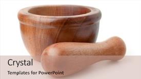  Presentation with mortar and pestle - Slides with wooden mortar and pestle isolated background and a coral colored foreground