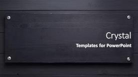  Presentation with texture - PPT theme having wooden-nameplate-at-black-background background and a dark gray colored foreground