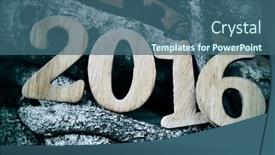  Presentation with new year - Slide deck with wooden-numbers-forming-the-number background and a ocean colored foreground
