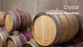  Presentation with winery - Presentation design enhanced with wooden-oak-barrels background and a gray colored foreground