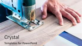  Presentation with diy - PPT theme enhanced with cutting wooden panel with jig background and a lemonade colored foreground