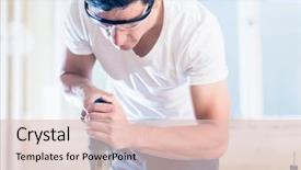  Presentation with diy - Presentation design enhanced with cutting wooden panel with jig background and a lemonade colored foreground