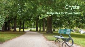  Presentation with oak - Presentation design featuring wooden park bench under oak background and a tawny brown colored foreground