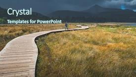  Presentation with walking trail - Slide deck with wooden path northern ireland background and a ocean colored foreground