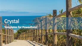  Presentation with path in woods - Theme enhanced with wooden path on the beach background and a  colored foreground