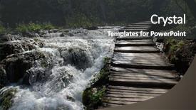  Presentation with pathway - PPT theme with wooden pathway in plitvice lakes background and a dark gray colored foreground