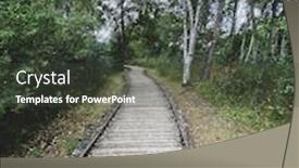  Presentation with pathway - Cool new theme with wooden-pathway-over-the-forest backdrop and a dark gray colored foreground