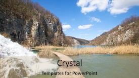  Presentation with pathway - Audience pleasing slides consisting of the falls at plitvice backdrop and a coral colored foreground