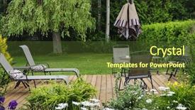  Presentation with outdoor furniture - Slide deck featuring wooden patio or deck background and a tawny brown colored foreground
