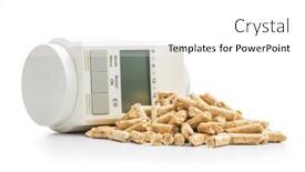  Presentation with biomass - PPT theme featuring wooden-pellets-and-thermostatic-valve background and a white colored foreground