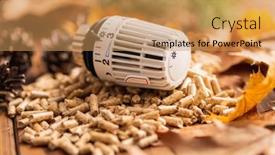  Presentation with wooden - PPT layouts featuring wooden-pellets-and-thermostatic-valve background and a yellow colored foreground