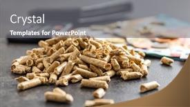  Presentation with biomass energy - PPT layouts featuring wooden-pellets-biofuel-with-euro background and a gray colored foreground