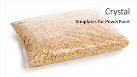  Presentation with plastic bag - PPT theme consisting of bio mass - wooden pellets in plastic bag background and a sky blue colored foreground