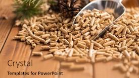  Presentation with wooden - Presentation theme having wooden-pellets-in-scoop background and a coral colored foreground