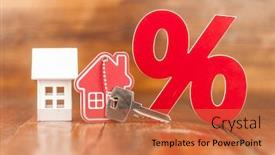 Presentation with house key - Slide deck consisting of wooden-percent-sign-and-model background and a coral colored foreground