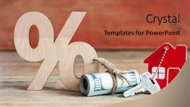  Presentation with percent - Audience pleasing PPT layouts consisting of pricing - wooden percent sign and roll backdrop and a red colored foreground