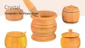  Presentation with mortar - PPT theme featuring wooden-pestle-mortar-and-spice background and a coral colored foreground