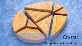  Presentation with blue puzzle pieces - Slide deck enhanced with wooden pieces on a blue background and a light blue colored foreground