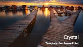  Presentation with hungary - Slide deck with wooden pier and floating background and a tawny brown colored foreground