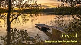  Presentation with finland - Theme consisting of wooden-pier-and-small-boat background and a tawny brown colored foreground
