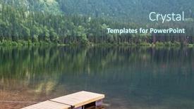  Presentation with serenity - Beautiful slide deck featuring wooden-pier-in-serenity-mountains backdrop and a seafoam green colored foreground
